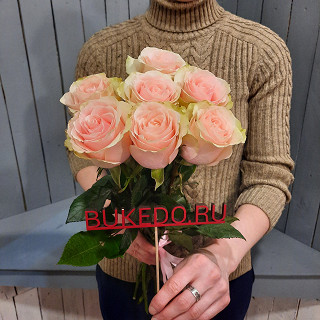 Купить с доставкой. Нежно-розовые розы Эквадор, 50 см