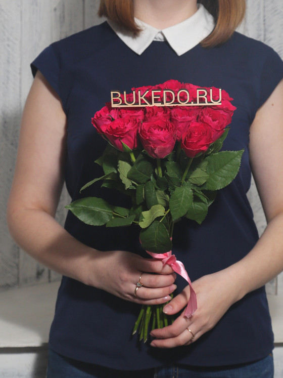 Ярко-розовые розы Кения, 40 см