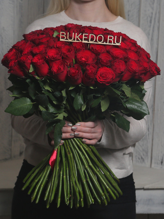 Красные розы Кения, 50 см