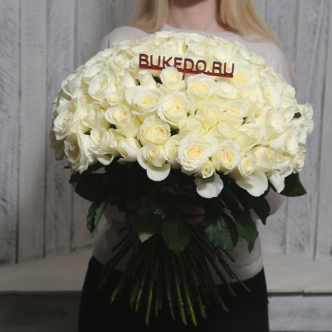 Белые розы Кения, 50 см