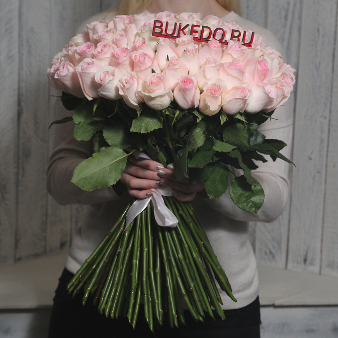 Нежно-розовые розы Кения, 50 см