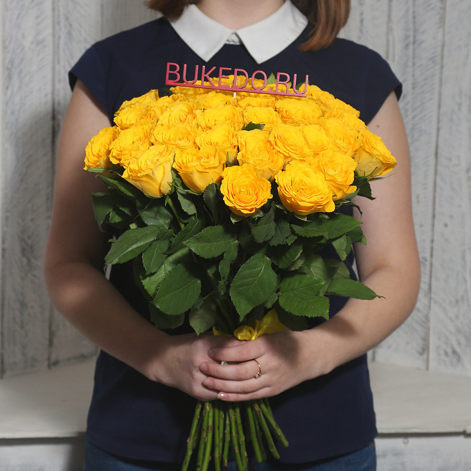 Желтые розы Кения, 40 см