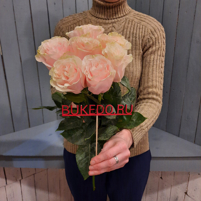 Нежно-розовые розы Эквадор, 60 см