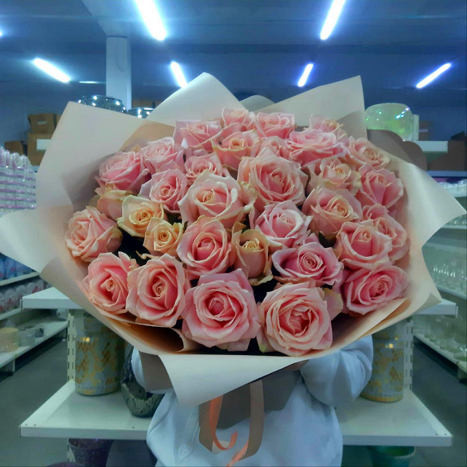 33 нежно- розовые розы