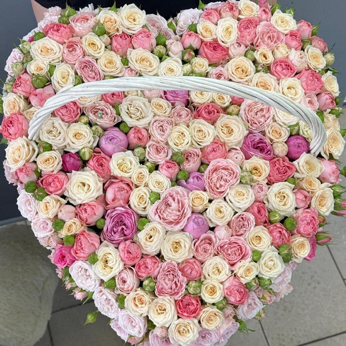 WOW сердце из пионовидной розы
